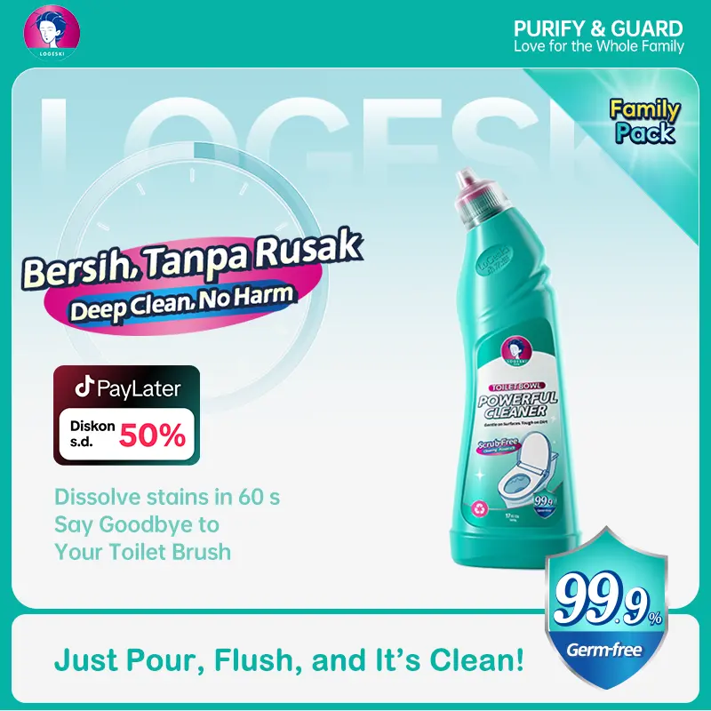 Logeski Trial Pack - Satu Botol 500 ml / Pembersih kerak wc Toilet Bowl Cleaner memiliki daya pembersihan yang tinggi. Tidak perlu menggosok dengan keras. Membersihkan toilet, mendisinfeksi dan membersihkan 99,9%