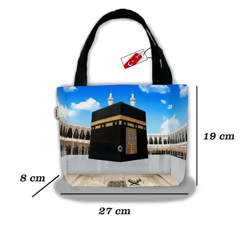 Totebag Mini Kanvas Wanita  Lucu Souvenir Pengajian Haji Umroh Motif Printing batik/ Kakbah  Terbaru 2024 Hitam Wanita 6