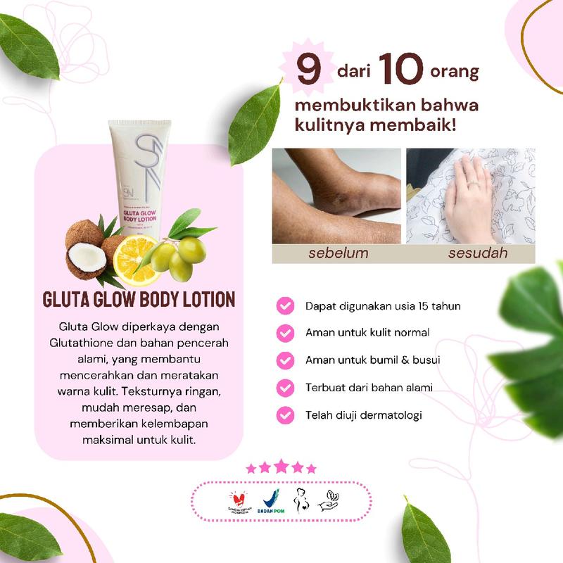 Skin Natural Gluta Glow Body Lotion Pemutih 10x Lebih Cepat BPOM - Perawatan, Mencerahkan, Memutihkan, Kosmetik, Aging, Hitam, Vitamin, Kusam, Tangan 6