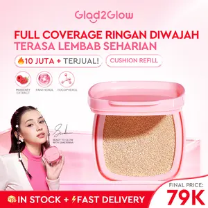 【TERLARIS】Glad2Glow Perfect Cover Cushion Refill - Concealer Foundation Wajah Extract Mencerahkan Waterproof Long Lasting Compact | skin tint refill cushion anti oksidasi dan tahan lama fondation | cushionnya glad2glow cushion g2g shade