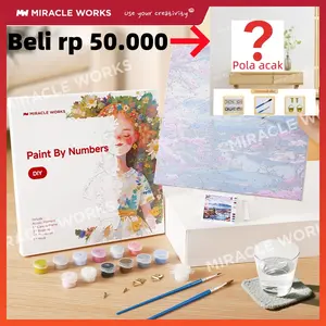 MW Paint By Number Kit Lukisan Kanvas DIY Painting Canvas Paint Digital Painting Set Kanvas Lukis Ease Perlengkapan Menggambar Buku Alat Tulis 20x20cm