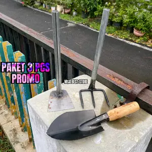 PAKET SET 3 PCS GARUK 3 GIGI CANGKUL DAN SEKOP - PAKET ALAT BERKEBUN MENANAM
