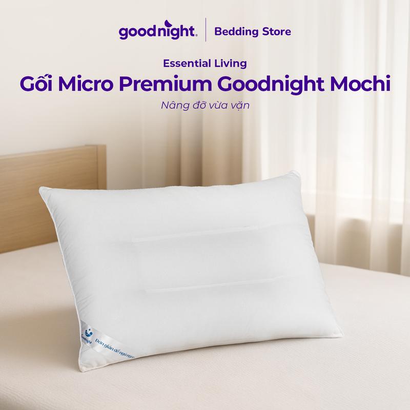  Gối công thái học Goodnight Mochi chất liệu Gối lông vũ Gối nằm giúp thư giãn cổ vai gáy ruột gối ngủ cao cấp 45*65*10cm đóng gói hút chân không 