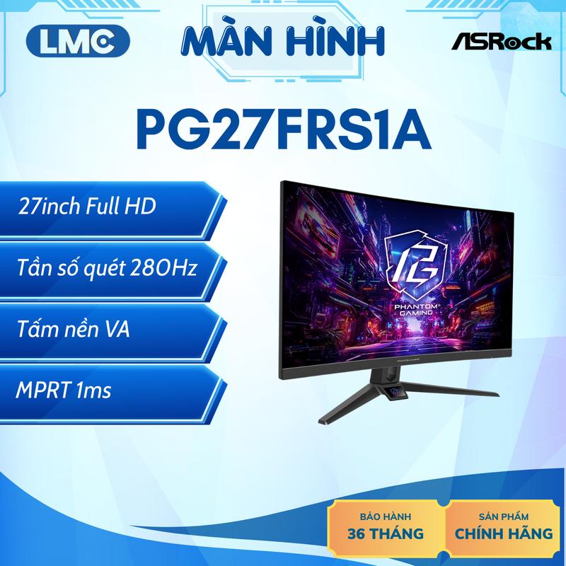 Màn hình cong gaming ASROCK Phantom Gaming PG27FRS1A - 27inch / 280Hz / Cong - Đẳng cấp màn cong, chiến game vượt đợi mong, bảo hành 36 tháng