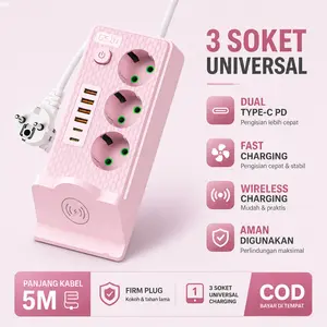 2500W Power strip standar eropa power socket Stop Kontak USB kabel panjang 2 3 5 meter power socket elktrik plug-in rumah tangga dengan papan kabel soket sakelar kawat dengan saklar independen Type-C