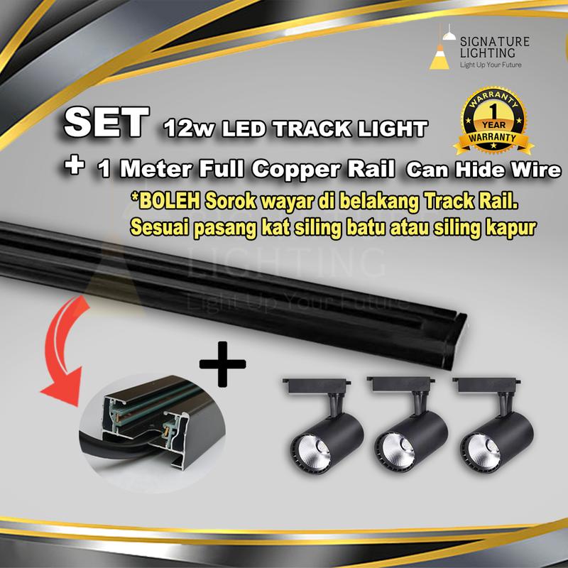 Set Lampu Trek Led Dengan Trek Rel 1Meter (Trek Boleh sorok wayar ...