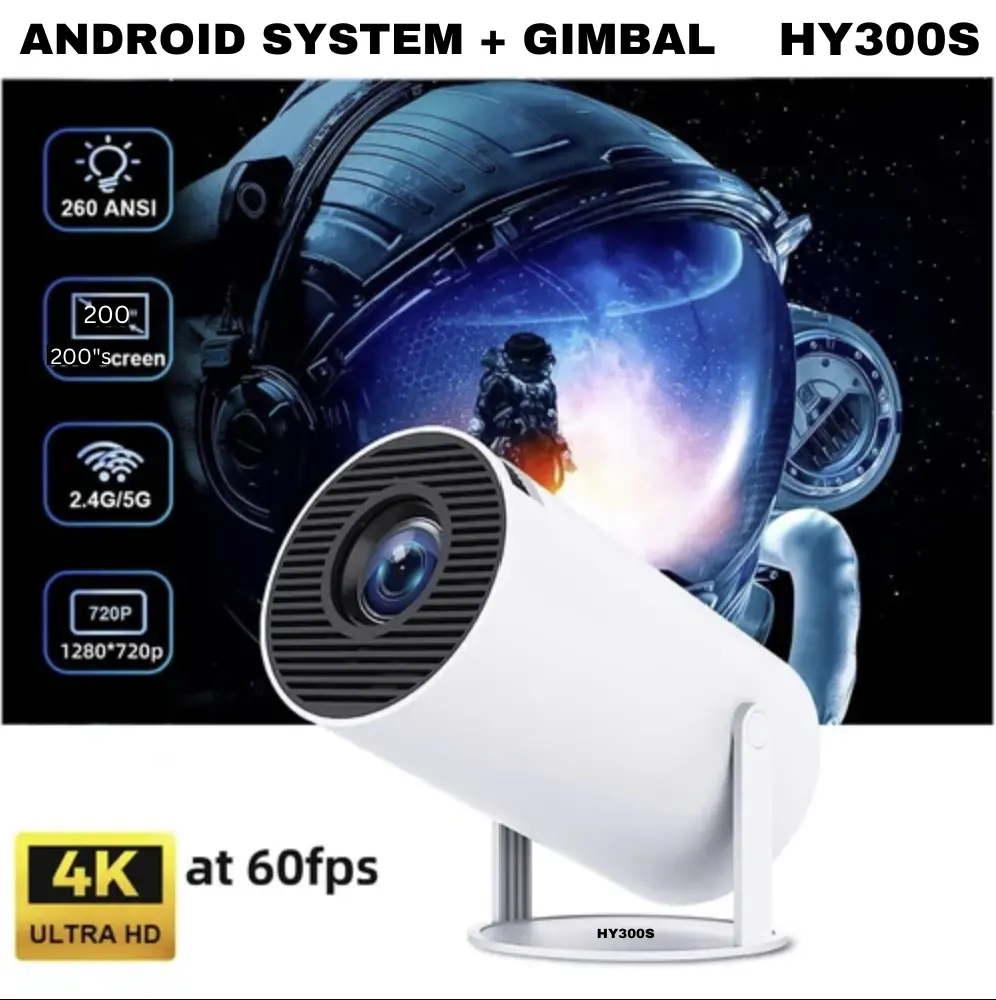 Smart Projector HY300 Portable 6000 Lumens Android 11 Proyektor Bluetooh Speaker Tripod