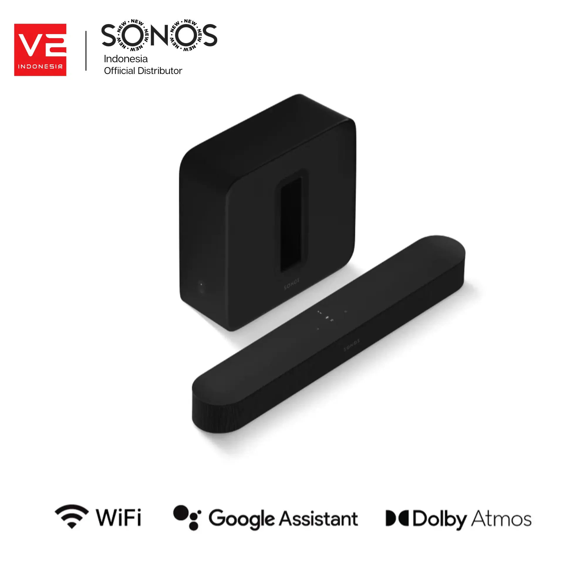 Sonos Premium Entertainment Set with Beam (Gen2) and Sub 4 Premium Home Theater Smart Wireless Subwoofer - Black