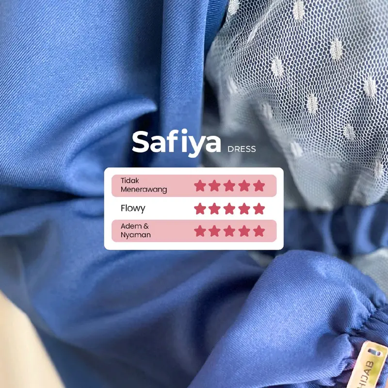 Dress Safiya dengan Bahan Syakilla dan Tulle Luxury, Tali yang Bisa Dikerut, Busui dan Wudhu Friendly - Hitam Gamis Wanita 3