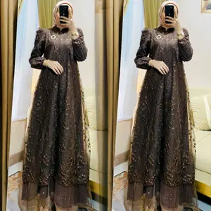 Kinan New Dress Burkat Mix Tile Rain drop Dres Pesta Mewah Elegan Busui Frendly