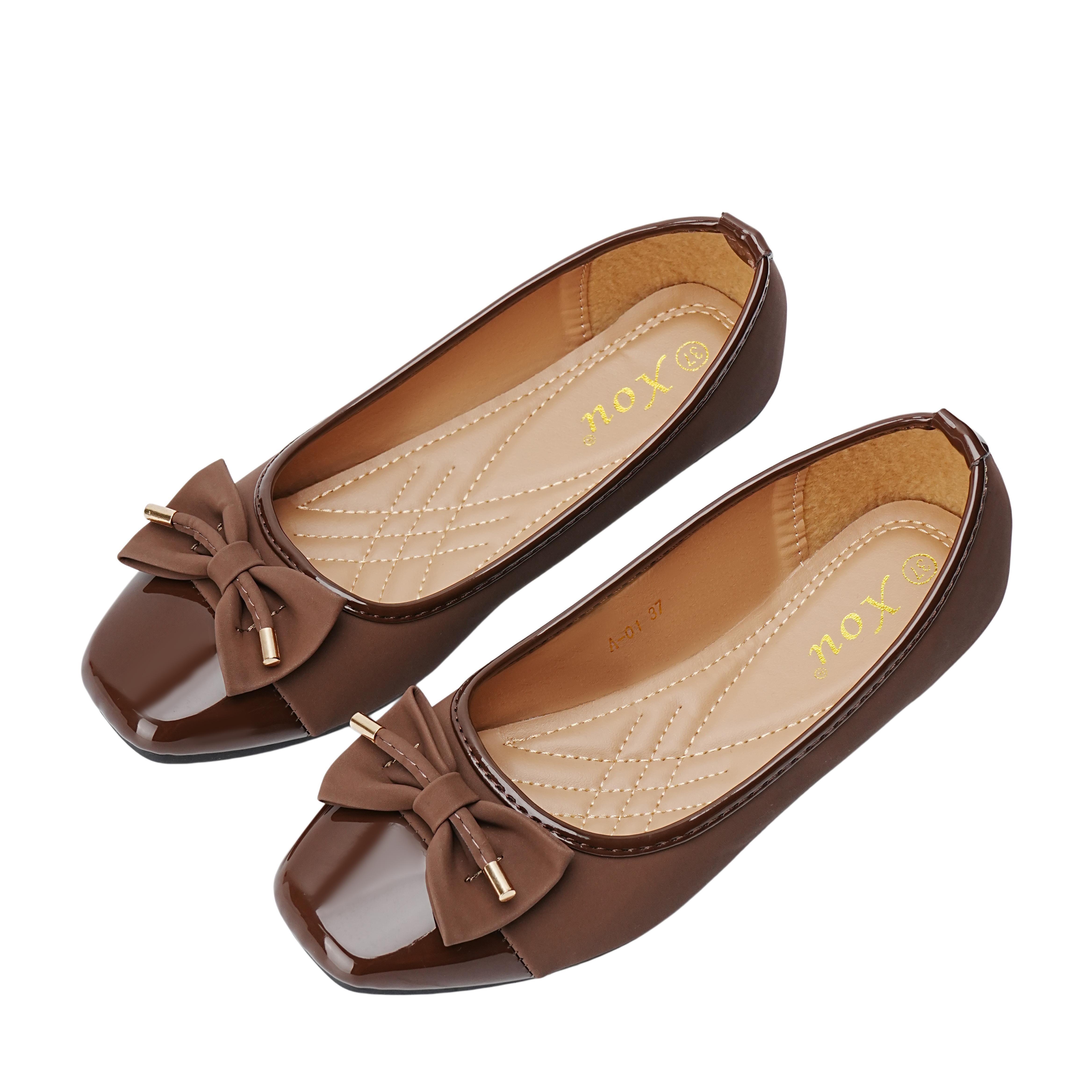 XOU New Fashion Flatshoes sepatu kantor wanita terbaru 2026 Wanita Populer Baru Sepatu Flat Balet A01 dengan Pilihan Warna Elegan dan Desain Bow Stylish