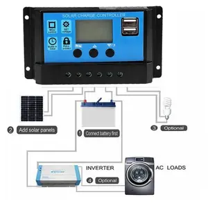 Solar Charger Controller Regulator LCD Dual USB 10A 12V 24V - W88-A