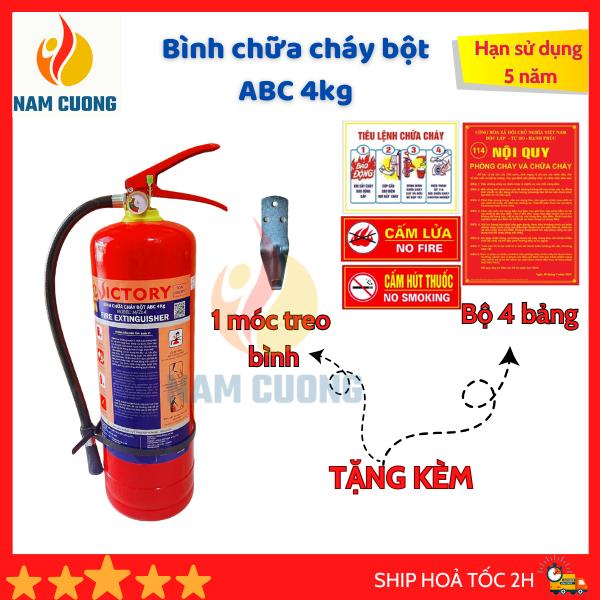 Bình Chữa Cháy Bột ABC 4kg Kèm Bộ Nội quy Tiêu Lệnh PCCC dùng trong gia đình