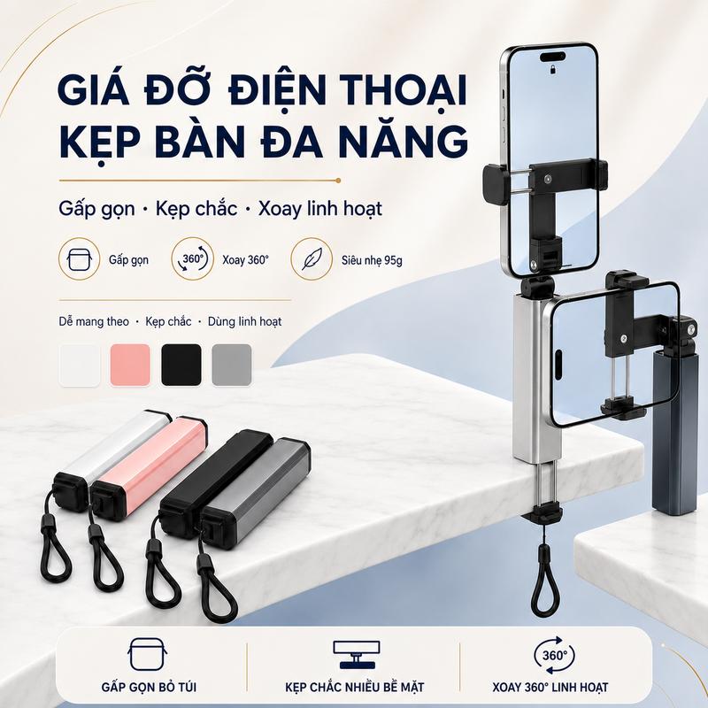 HINAR Giá Đỡ Điện Thoại Di Động Cầm Tay Giá Đỡ Du Lịch, Đa Chức Năng, Xoay 360…