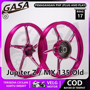 VELG BIKINGBOY PALANG AK CNC RING 17 Untuk Jupiter Z New/Z1/Burhan/Robot, MX 135 Old, Vega R/Rr/Zr New (Tromol Besar), LC135 Velg Racing Ukuran Set 140*17 160*17 PNP TANPA MODIF Warna Pink