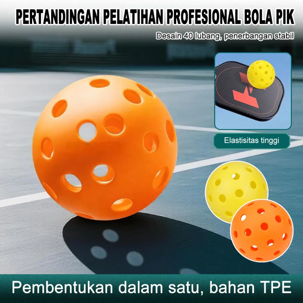 Bola Pickleball 40 Lubang 6 Pcs Olahraga Outdoor Tahan Lama Serbaguna Multifungsi Praktis Kualitas Tinggi 100% Baru Cocok untuk Rumah Dapur Kantor Sekolah Travel