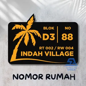 Nomor Rumah Akrilik Aesthetic Minimalis Bebas Custom Villa Kos Penginapan Hotel Thema Bali B1 Mobil