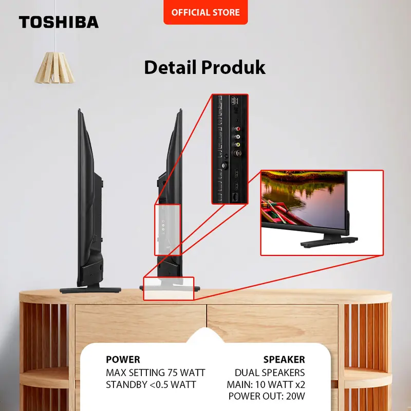 [FHD Google TV] [SPESIAL UNTUK INDONESIA] [KHUSUS ONLINE] Toshiba TV 40" FHD Google TV - Regza Engine PQ Technology Dolby Audio Remote Voice Control Wifi Bluetooth HDMI USB Digital DVB-T/T2 Signal Booster Sport Mode Optical Audio - 40E35NP 4