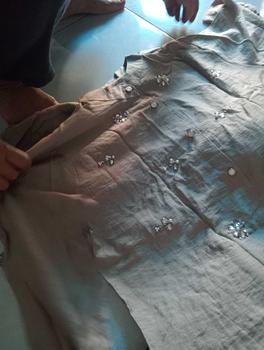 Product Review of CLARA One Set Wanita Payet Mewah Linen Setelan Atasan Rok Kekinian from ♈**♈ 0