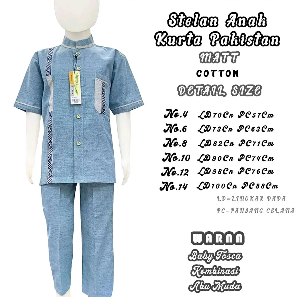 Baju Koko Anak Laki Laki Stelan Umur 3 - 15 Tahun Bahan Katun Premium Lengan Pendek
