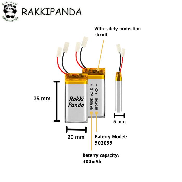 Gambar RakkiPanda Baterai Pouch Universal Li-Po 3.7V 300mAh Tanpa Soket - 50*20*35 300mAh dari Rakki Panda Indonesia Kota Administrasi Jakarta Pusat 4 Tokopedia