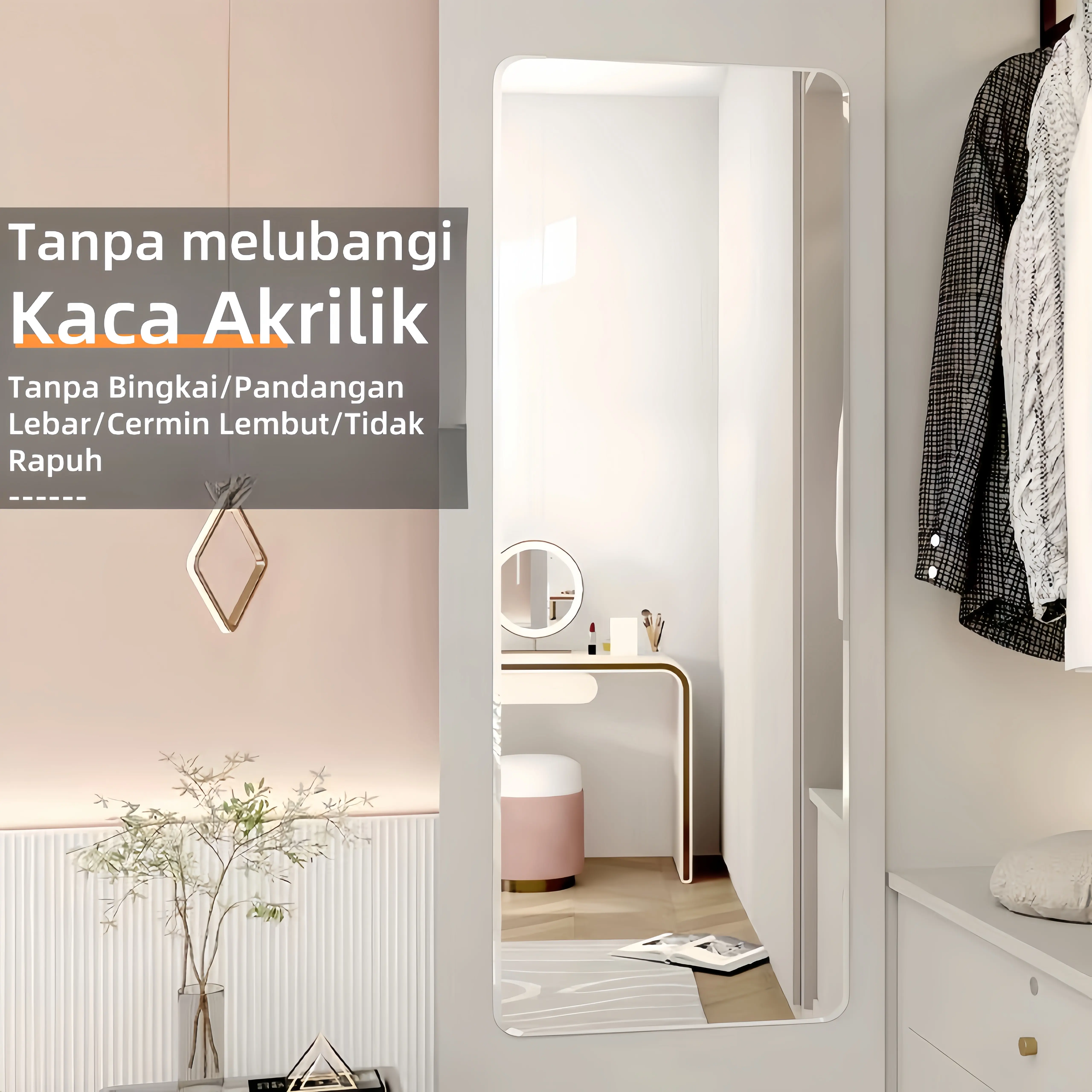 【COD】cermin tempel asthetc BERGARANSI 100%  oval anti pecah dekorasi  Acrylic Plastic  tempel di dinding Wallpaper Kaca Kamar Mandi dan Kamar Tidur Mirror arcrylic plastik satu arah 30*30  lentur anti pecah stiker true   akrilik cermin sticker wall