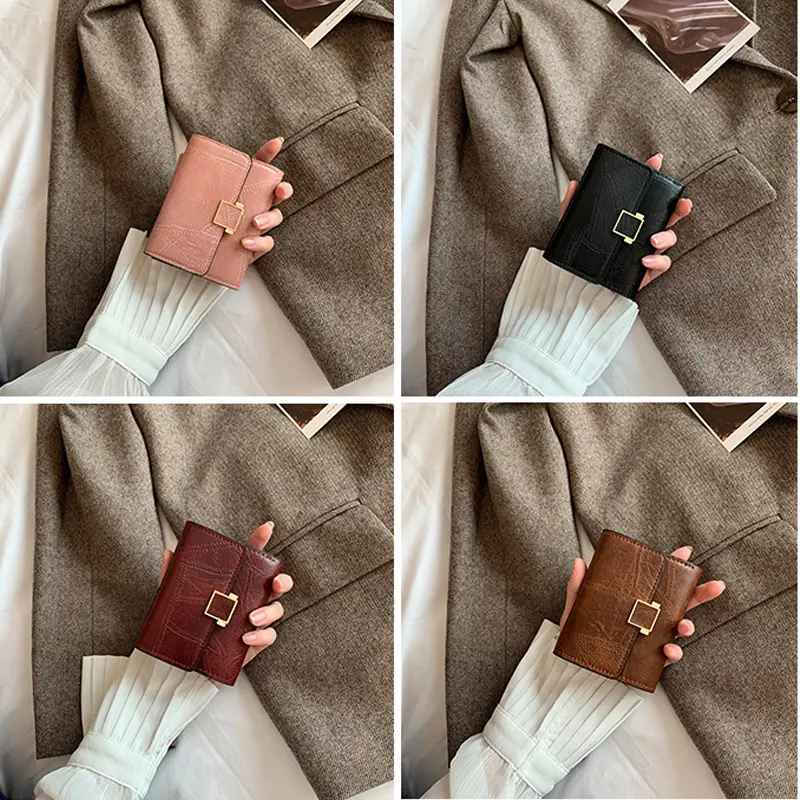 Chika Dompet Lipat Wanita Short Retro Fashion Card Pack Card Holder dompet wanita import dompet kecil#C231-4 Dompet Wanita Lipat Kotak Retro C231-4 Kartu 6