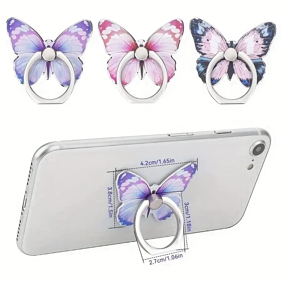 Cute Butterfly Pattern Phone Ring Stand, 360° Rotating Cell Phone Stand, Finger Phone Stand Swivel Ring, Portable Phone Stand Accessories Alloy Aluminum