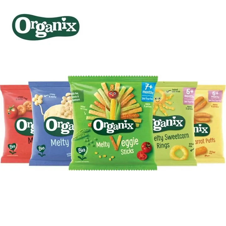 Organix Baby Puff Snacks x 2 packs - Suitable for 6 Months+ (Cheese, Veggie, Corn, Carrot, Tomato)