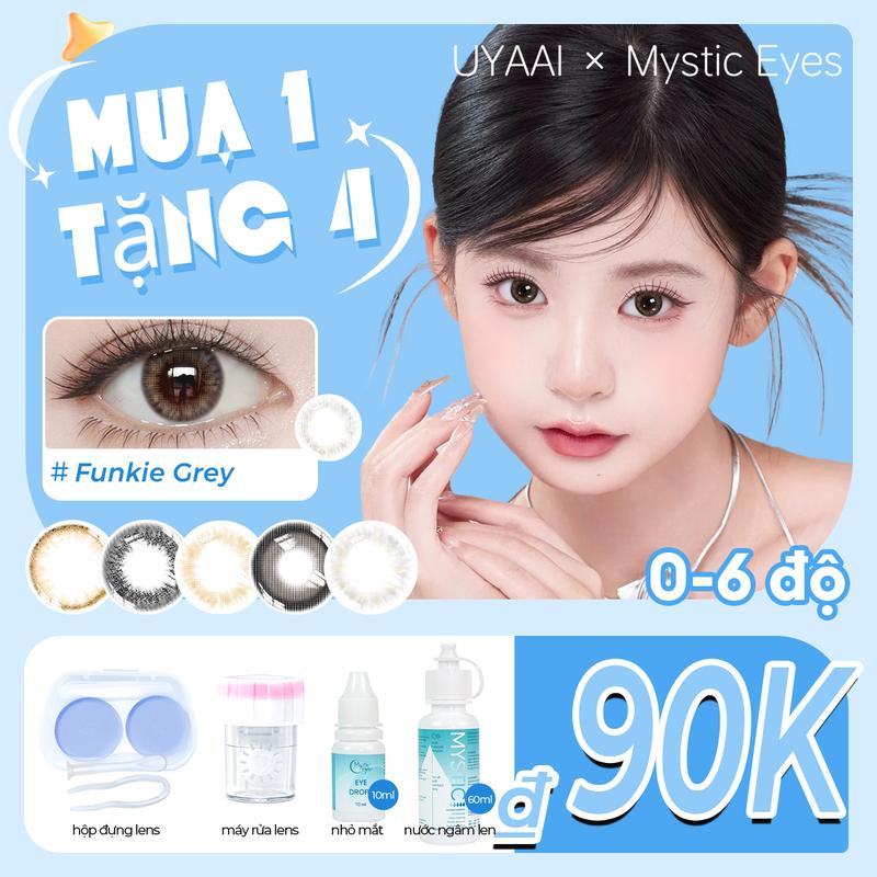   mua 1 tặng 4 0-6độ  lens đen kính áp tròng lens xanh kính màu xám 14.0-14.5mm lens for girls lens nâu tây Len đeo mắt lens  cứng Green Non-Medical 