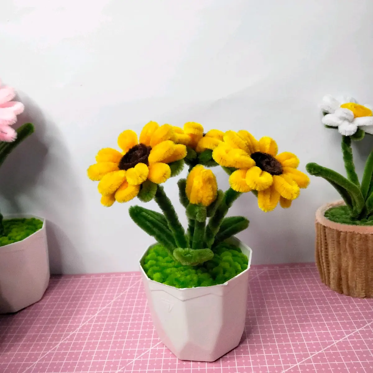 medium sunflower Bunga matahari kawat bulu dekorasi rumah kado palsu