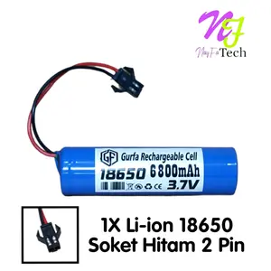 Baterai RC Tipe 18650 Daya 3.7volt Li-ion-6800mAH Soket Hitam 2 Pin - Bergaransi