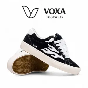 Voxa - Armagedon Black White Sepatu Sneakers | Sepatu Gemuk | Casual Pria Wanita FREE KAOS KAKI