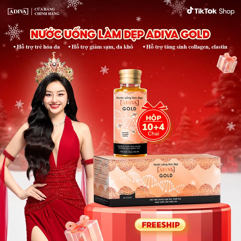  Nước Uống Làm Đẹp Collagen ADIVA Gold -Giúp Da Giảm Nếp Nhăn Và Chống Lão Hóa 