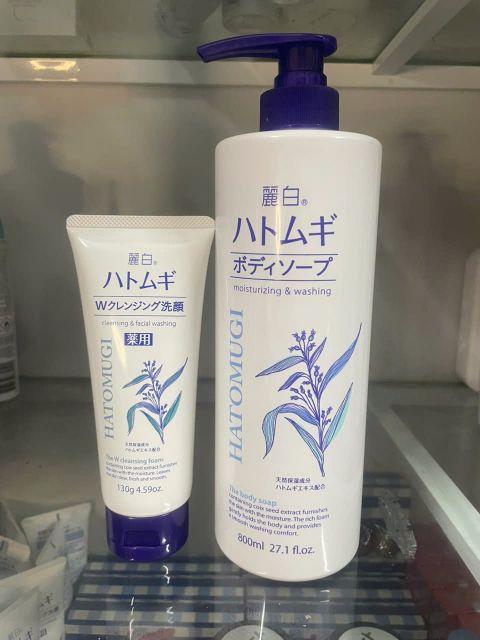 Product Introduction of Combo gồm : 1 chai sữa tắm dưỡng ẩm Hatomugi 800ml và 1 tuýp sữa rửa mặt Hatomugi 130gr Skincare Làm Đẹp Da 3