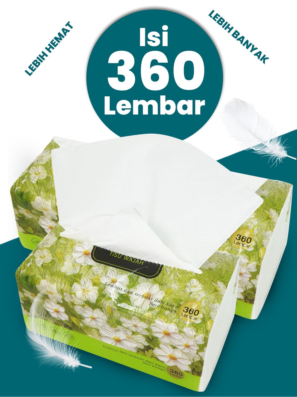Yasmine Tisu 6 PACK 360 helai 3 ply soft facial tissue tisu serbaguna 100% Serat Alami Tidak Mengandung Bahan Kimia Aman untuk Semua Kulit