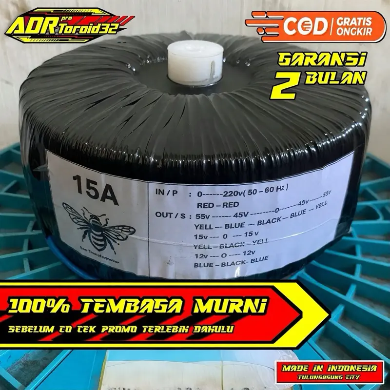 Trafo Donat Toroid 15A Ct 55 Tembaga Murni Impor Produk BEE Garansi 2 Bulan