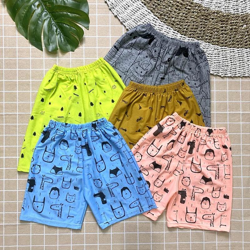 Paket 5pcs celana pendek kolor harian anak uniseks usia 1-15 tahun 1