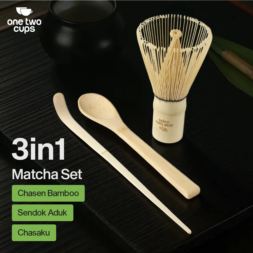 One Two Cups Matcha Set Kit Chasen Chashaku Bamboo 3 PCS - S40