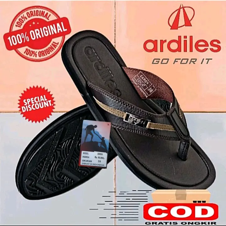 original  Sendal sandal ardiles EKRON size 38-43 / sandal cowok pria dewasa jepit kulit keren gaul original 100% branded kekinian murah Terbaru COD gratis ongkir 5