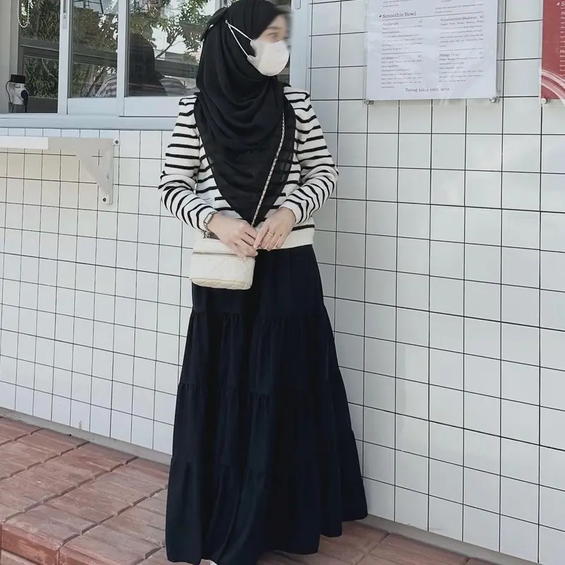 [•Elhusna•] Lani Skirt/ Rok Canda / Rok Susun / Rok Rempel / Maxi Skirt / Rok Susun Ruffle Muslim Panjang Wanita 7