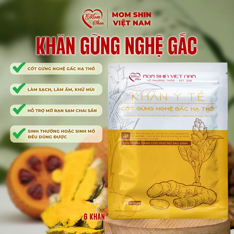 KHĂN Y TẾ CỐT GỪNG NGHỆ GẤC HẠ THỔ MOM SHIN | Khăn Dùng Hỗ Trợ Chăm Sóc Da Cho Mẹ Sau Sinh Ở Cữ Hiện Đại 4.0 Làm Đẹp Da Nữ Women Shop Mẹ Shin Min Gin Vũ Phương Thảo