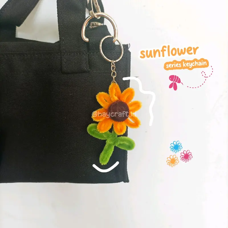 Keychain Sunflower Pipe Cleaner Kawat Bulu Viral Aksesoris 1