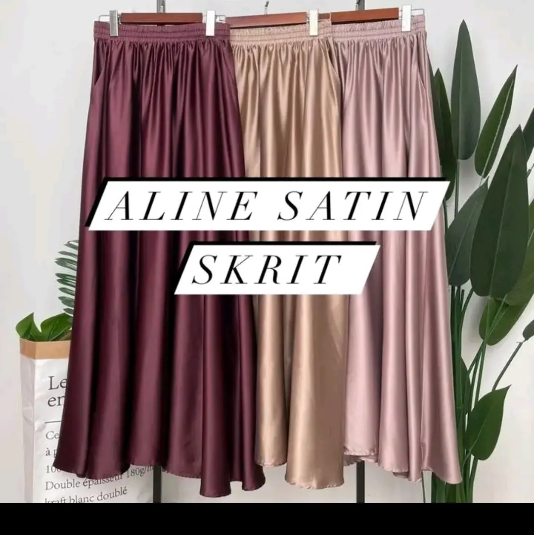 ALINE SATIN SKIRT (A LINE) , Comfort - READY STOCK Womenswear Bottom