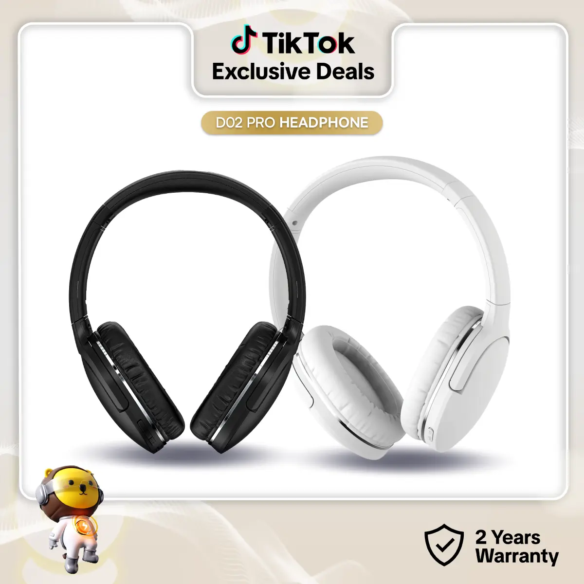 Baseus D02 Pro Encok Wireless Bluetooth 5.3 Headphone Denoise Subwoofer Adjustable Game / Music Mode Headsets 6D Music Sound Game Headset Audio Earphone Mic