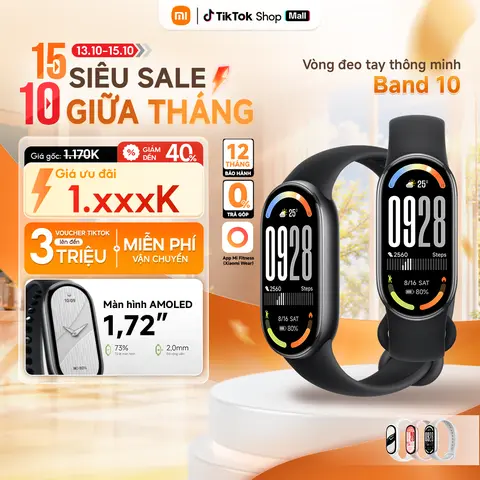 Vòng Đeo Tay Thông Minh Xiaomi Miband 10/11 - Màn hình AMOLED 1.72" - Pin tới 21 ngày - Màu sắc thời trang - Bản Quốc Tế Bảo Hành 12 Tháng - Hàng chính hãng