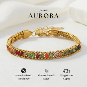 [BEST SELLER] Lumina Jewels - Gelang AURORA Kristal Pelangi Anti Karat – Stainless Steel Elegan