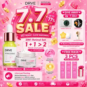 【Best Seller】Drve Glowing Set 1 Bundle 2 (Moistiruzing Night Cream+ Retinol Essence) - Suitable for all skin-mencerahkan Kulit wajah Kusam Meratakan Pencerah Warna Kulit Menjaga Skin Barrier dengan-BPOM Halal FREE MASK