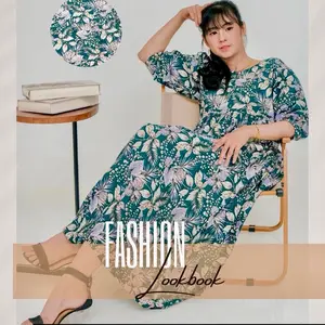 Dress OLIVIA BUSUI Premium Rempel Serut Motif qualiti best seller Nyaman Rayon super Baju Panjang Daster