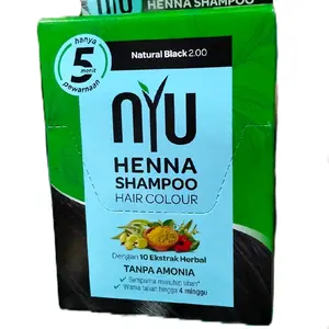 NYU Henna Shampoo Hair Colour Natural Black 2.00 Dengan 10 Ekstrak Herbal Tanpa Amonia Hanya 5 Menit Pewarnaan